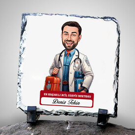  - En Başarılı Erkek Acil Servis Doktoru Karikatürlü Taş Blok