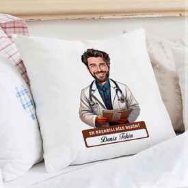 En Başarılı Erkek Aile Hekimi Karikatürlü Yastık - Thumbnail