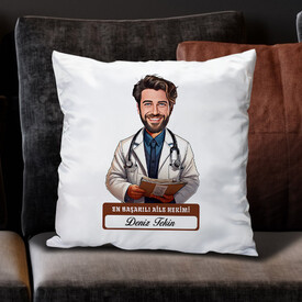  - En Başarılı Erkek Aile Hekimi Karikatürlü Yastık