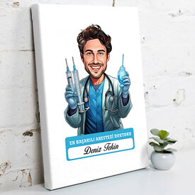 En Başarılı Erkek Anestezi Doktoru Karikatürlü Tablo - Thumbnail