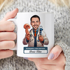  - En Başarılı Erkek KBB Doktoru Karikatürlü Kupa Bardak