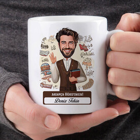  - En Başarılı Erkek Arapça Öğretmeni Karikatürlü Bardak