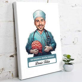 En Başarılı Erkek Beyin Cerrahı Karikatürlü Tablo - Thumbnail