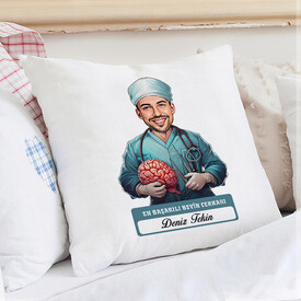 En Başarılı Erkek Beyin Cerrahı Karikatürlü Yastık - Thumbnail