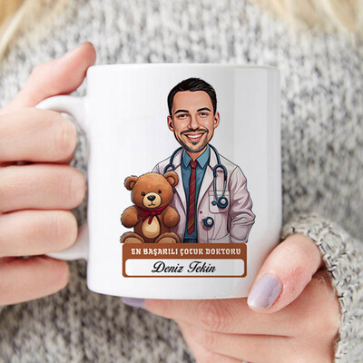  - En Başarılı Erkek Çocuk Doktoru Karikatürlü Kupa Bardak