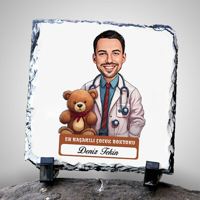  - En Başarılı Erkek Çocuk Doktoru Karikatürlü Taş Blok
