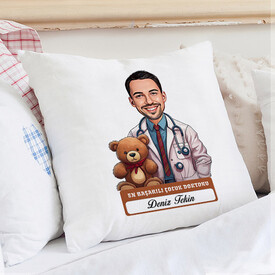 En Başarılı Erkek Çocuk Doktoru Karikatürlü Yastık - Thumbnail