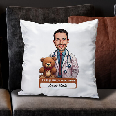  - En Başarılı Erkek Çocuk Doktoru Karikatürlü Yastık
