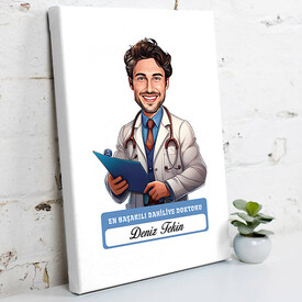 En Başarılı Erkek Dahiliye Doktoru Karikatürlü Tablo - Thumbnail