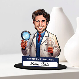 En Başarılı Erkek Dermotolog Karikatürlü Biblo - Thumbnail