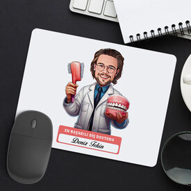 En Başarılı Erkek Diş Doktoru Karikatürlü Mousepad - Thumbnail