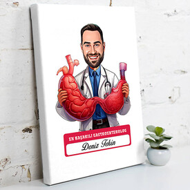 En Başarılı Erkek Gastroentrolog Karikatürlü Tablo - Thumbnail