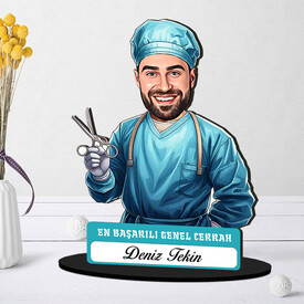  - En Başarılı Erkek Genel Cerrahı Karikatürlü Biblo