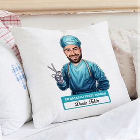 En Başarılı Erkek Genel Cerrahı Karikatürlü Yastık - Thumbnail