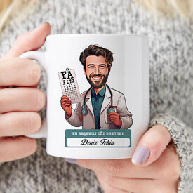En Başarılı Erkek Göz Doktoru Karikatürlü Kupa Bardak - Thumbnail