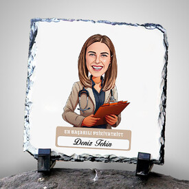  - En Başarılı Kadın Psikiyatrist Karikatürlü Taş Blok