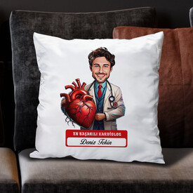 En Başarılı Erkek Kardiolog Karikatürlü Yastık - Thumbnail
