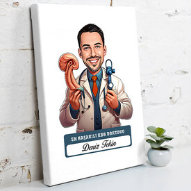 En Başarılı Erkek KBB Doktoru Karikatürlü Tablo - Thumbnail