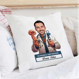 En Başarılı Erkek KBB Doktoru Karikatürlü Yastık - Thumbnail