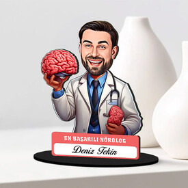 En Başarılı Erkek Nörolog Karikatürlü Biblo - Thumbnail