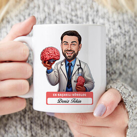 En Başarılı Erkek Nörolog Karikatürlü Kupa Bardak - Thumbnail