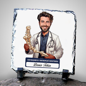  - En Başarılı Erkek Ortopedi Doktoru Karikatürlü Taş Blok
