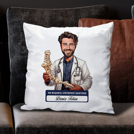  - En Başarılı Erkek Ortopedi Doktoru Karikatürlü Yastık