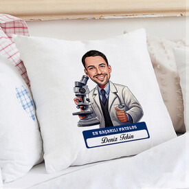 En Başarılı Erkek Patolog Karikatürlü Yastık - Thumbnail