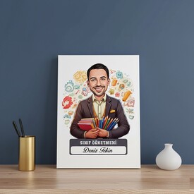  - En Başarılı Erkek Sınıf Öğretmeni Karikatürlü Tablo