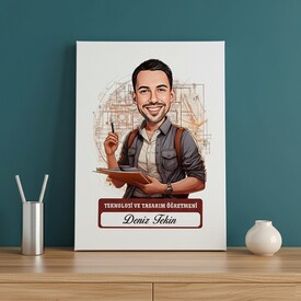  - En Başarılı Erkek Teknoloji Öğretmeni Karikatürlü Tablo