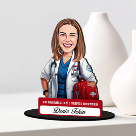 En Başarılı Kadın Acil Servis Doktoru Karikatürlü Biblo - Thumbnail