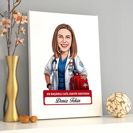  - En Başarılı Kadın Acil Servis Doktoru Karikatürlü Tablo