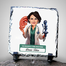  - En Başarılı Kadın KBB Doktoru Karikatürlü Taş Blok