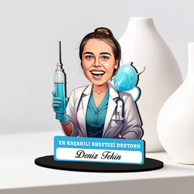 En Başarılı Kadın Anestezi Doktoru Karikatürlü Biblo - Thumbnail