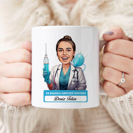 En Başarılı Kadın KBB Doktoru Karikatürlü Masa Saati - Thumbnail