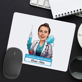 En Başarılı Kadın Anestezi Doktoru Karikatürlü Mousepad - Thumbnail