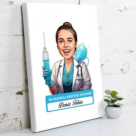 En Başarılı Kadın Anestezi Doktoru Karikatürlü Tablo - Thumbnail