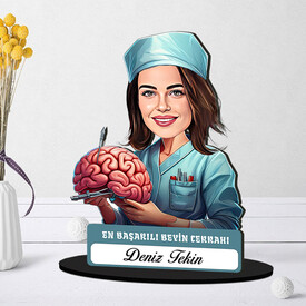  - En Başarılı Kadın Beyin Cerrahı Karikatürlü Biblo