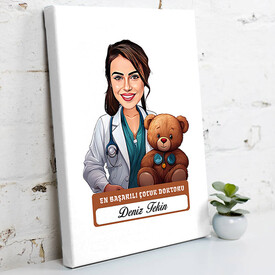 En Başarılı Kadın Çocuk Doktoru Karikatürlü Tablo - Thumbnail