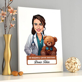  - En Başarılı Kadın Çocuk Doktoru Karikatürlü Tablo