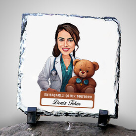  - En Başarılı Kadın Çocuk Doktoru Karikatürlü Taş Blok