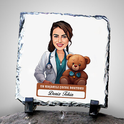  - En Başarılı Kadın Çocuk Doktoru Karikatürlü Taş Blok