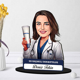  - En Başarılı Kadın Dermotolog Karikatürlü Biblo