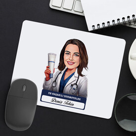 En Başarılı Kadın Dermotolog Karikatürlü Mousepad - Thumbnail