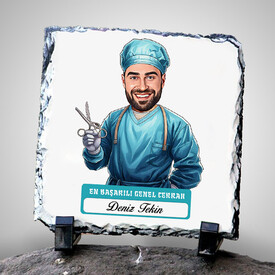 - En Başarılı Erkek Genel Cerrahı Karikatürlü Taş Blok