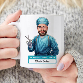 En Başarılı Erkek Genel Cerrahı Karikatürlü Kupa Bardak - Thumbnail