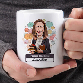  - En Başarılı Kadın Felsefe Öğretmeni Karikatürlü Bardak