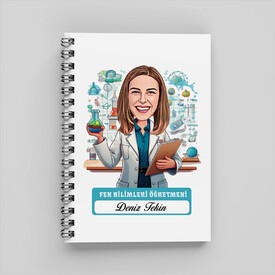  - En Başarılı Kadın Fen Öğretmeni Karikatürlü Defter