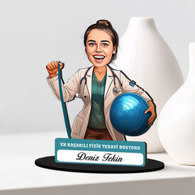 En Başarılı Kadın Fizik Tedavi Doktoru Karikatürlü Biblo - Thumbnail