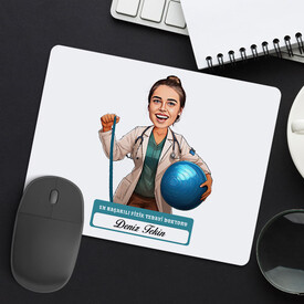 En Başarılı Kadın Fizik Tedavi Doktoru Karikatürlü Mousepad - Thumbnail
